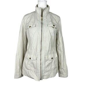 Womens Tommy Hilfiger Windbreaker Tan Beige Jacket Coat Small Lightweight Lined